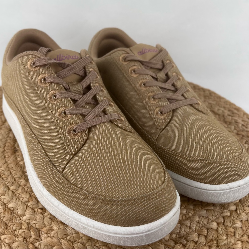 Allbirds Women's Canvas Pacers Size 11 Beige Running Sneaker White Soles Shoes
